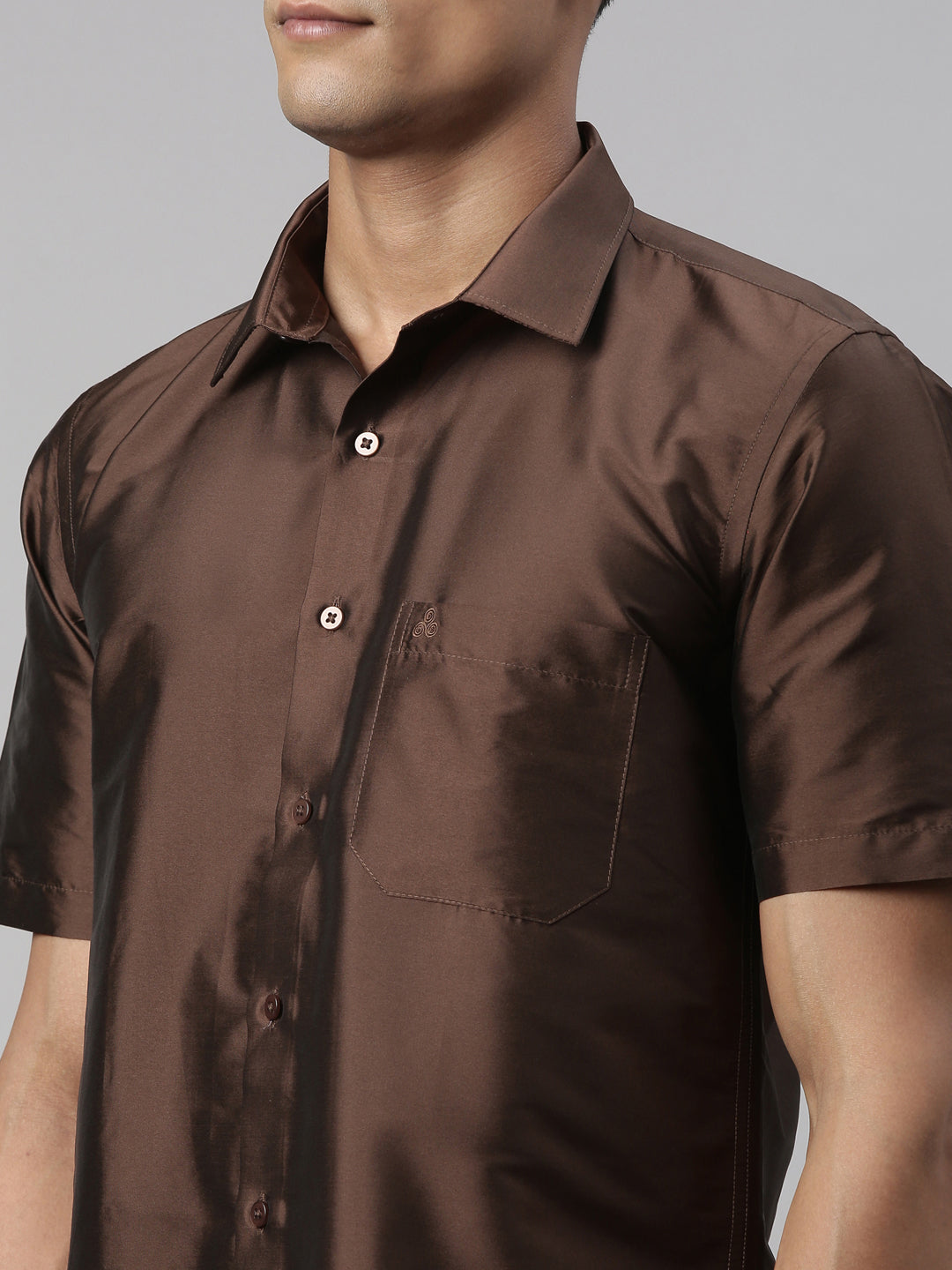 Tattva Mens Coffee Colour Half sleeve Shirt