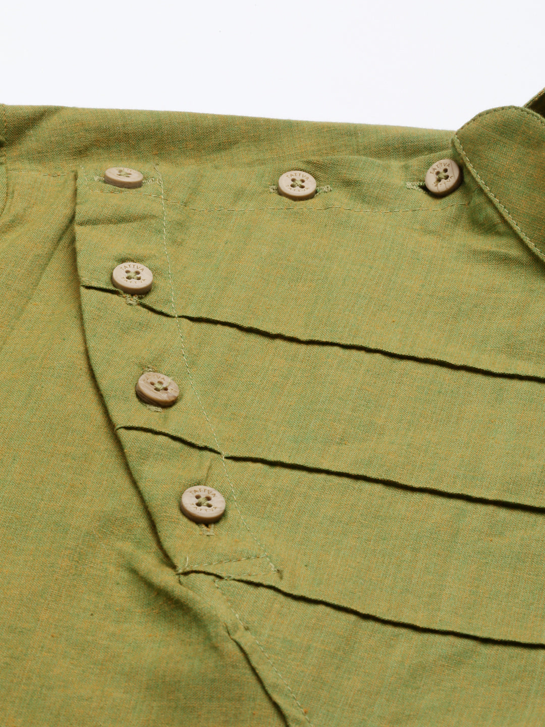 Tattva Green Cotton Straight Designing Cotton Kurta