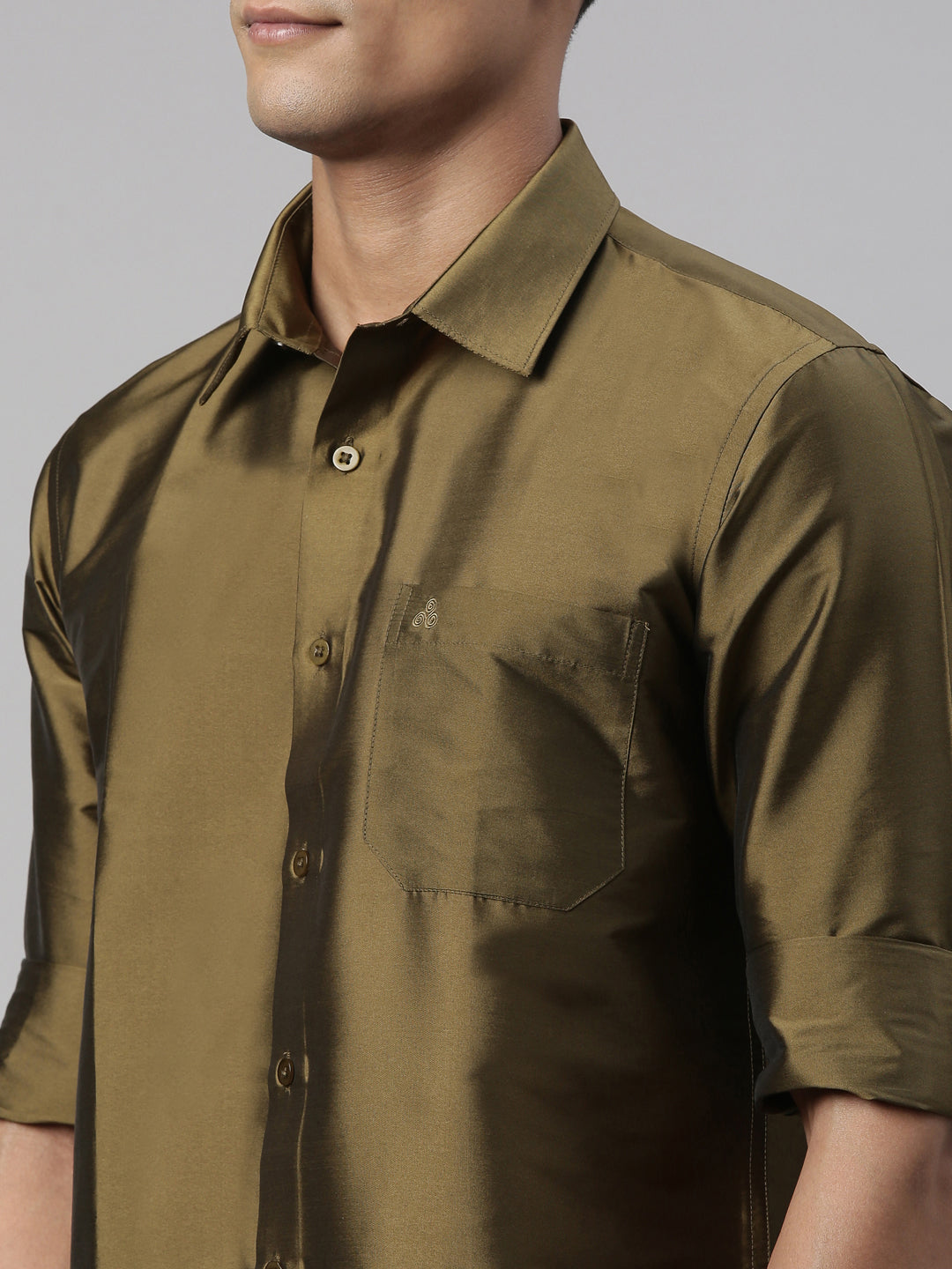 Dark Green Polyester Slim Fit Solid Party Shirt