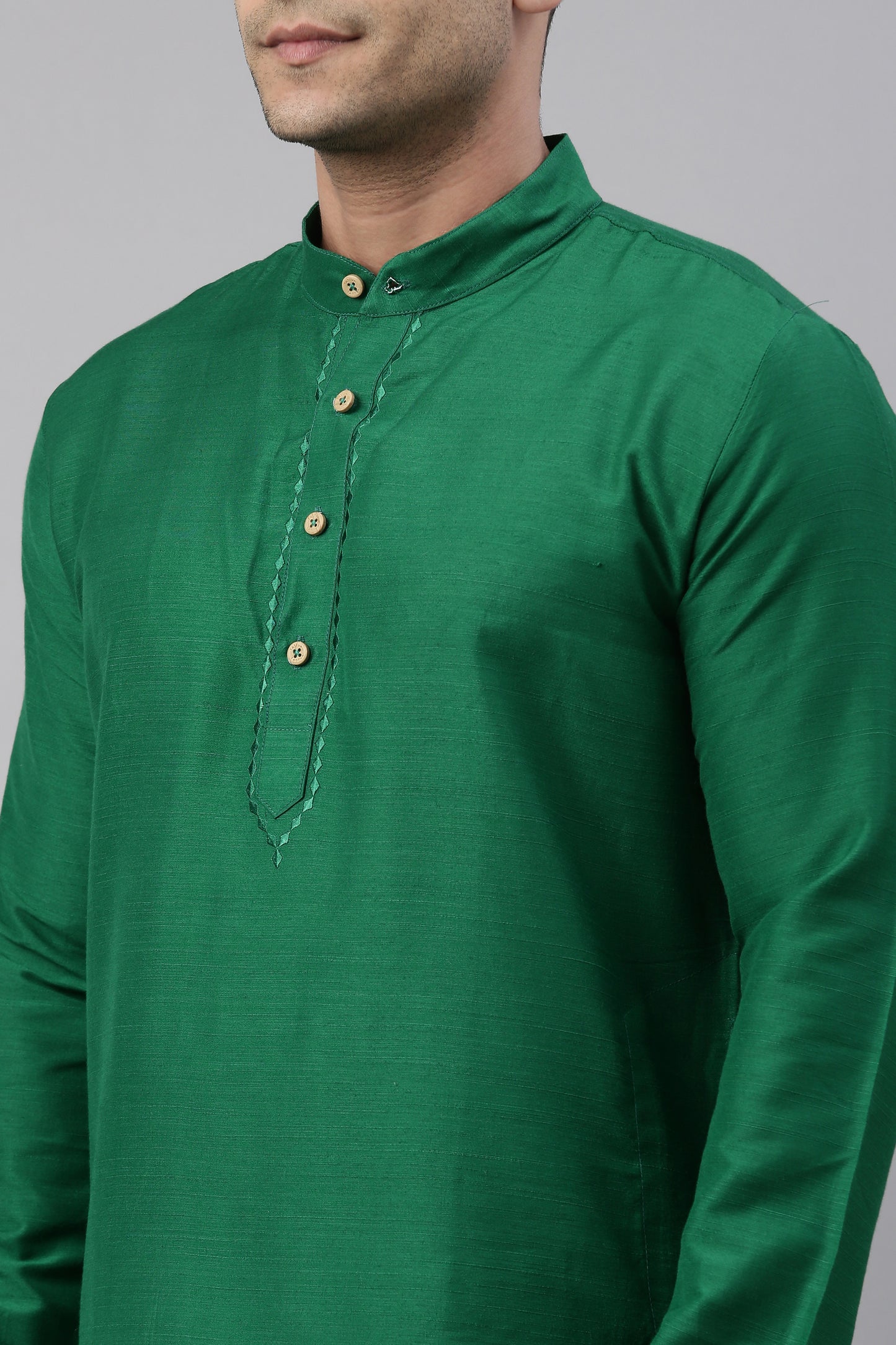 Tattva Green Color Cotton Long Kurta With Pyjamas