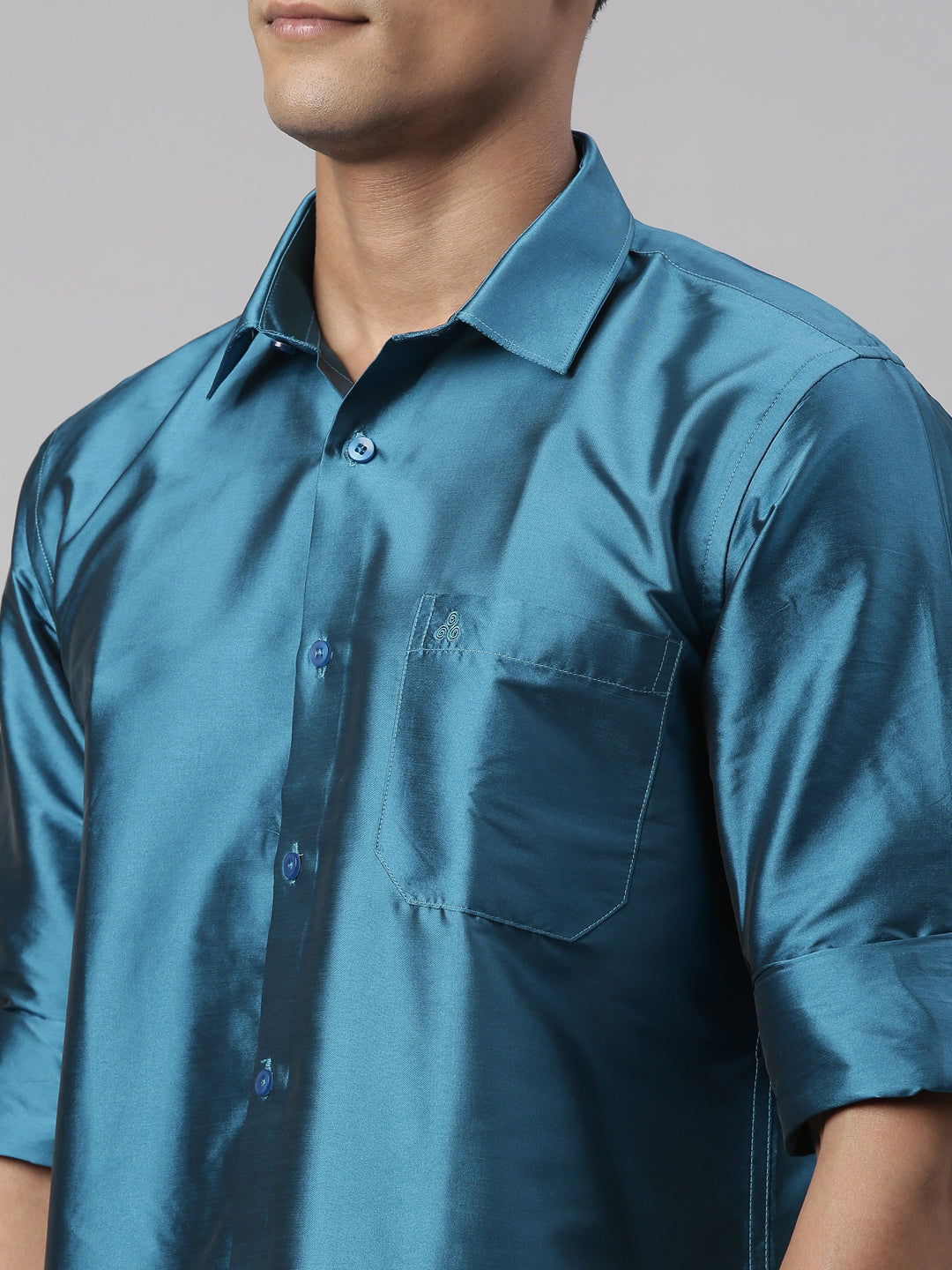 Tattva Mens Blue Colour Solid Party Shirt