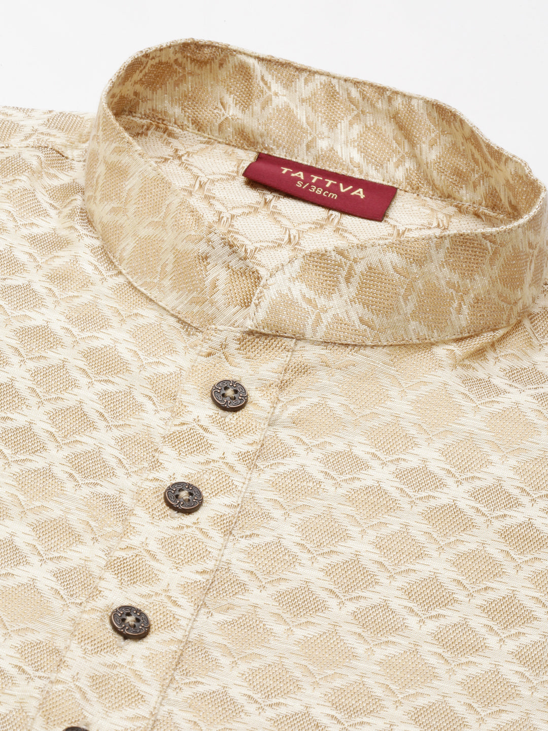 Buy Tattva Cream Long Kurta with Mandarin Collar - Material - Tattva.Life