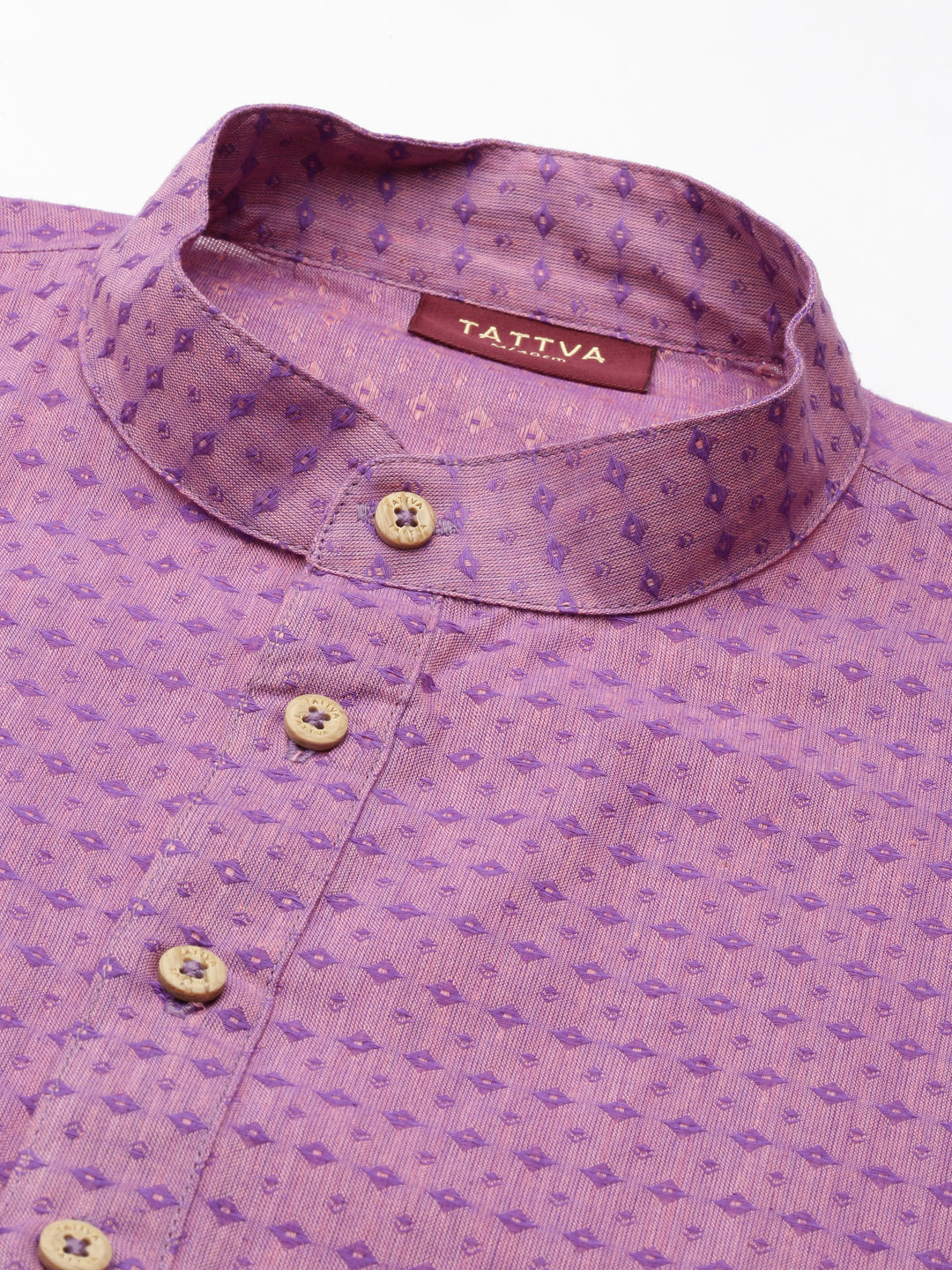 Buy Tattva Lavender Short Kurta with Pattern with Madarin Collar - Material - Tattva.Life