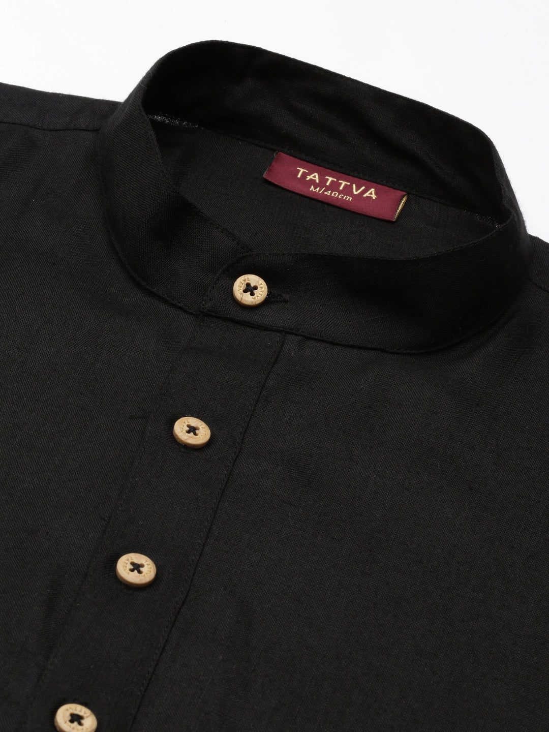 Buy Tattva Plain Black Short Kurta with Madarin Collar - Quality Product - Tattva.Life