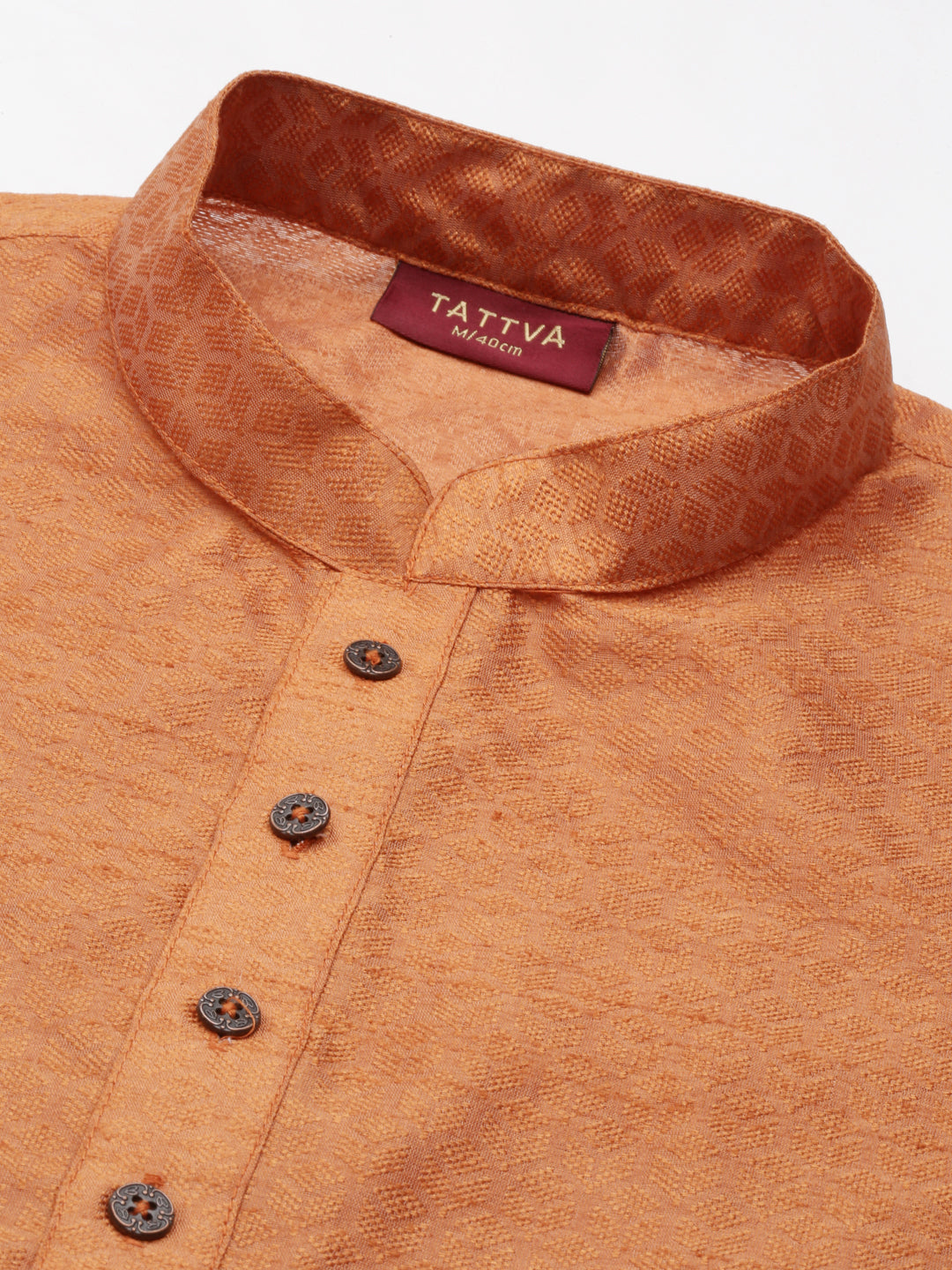 Buy Tattva Rust Short Kurta with Madarin Collar - Material - Tattva.Life
