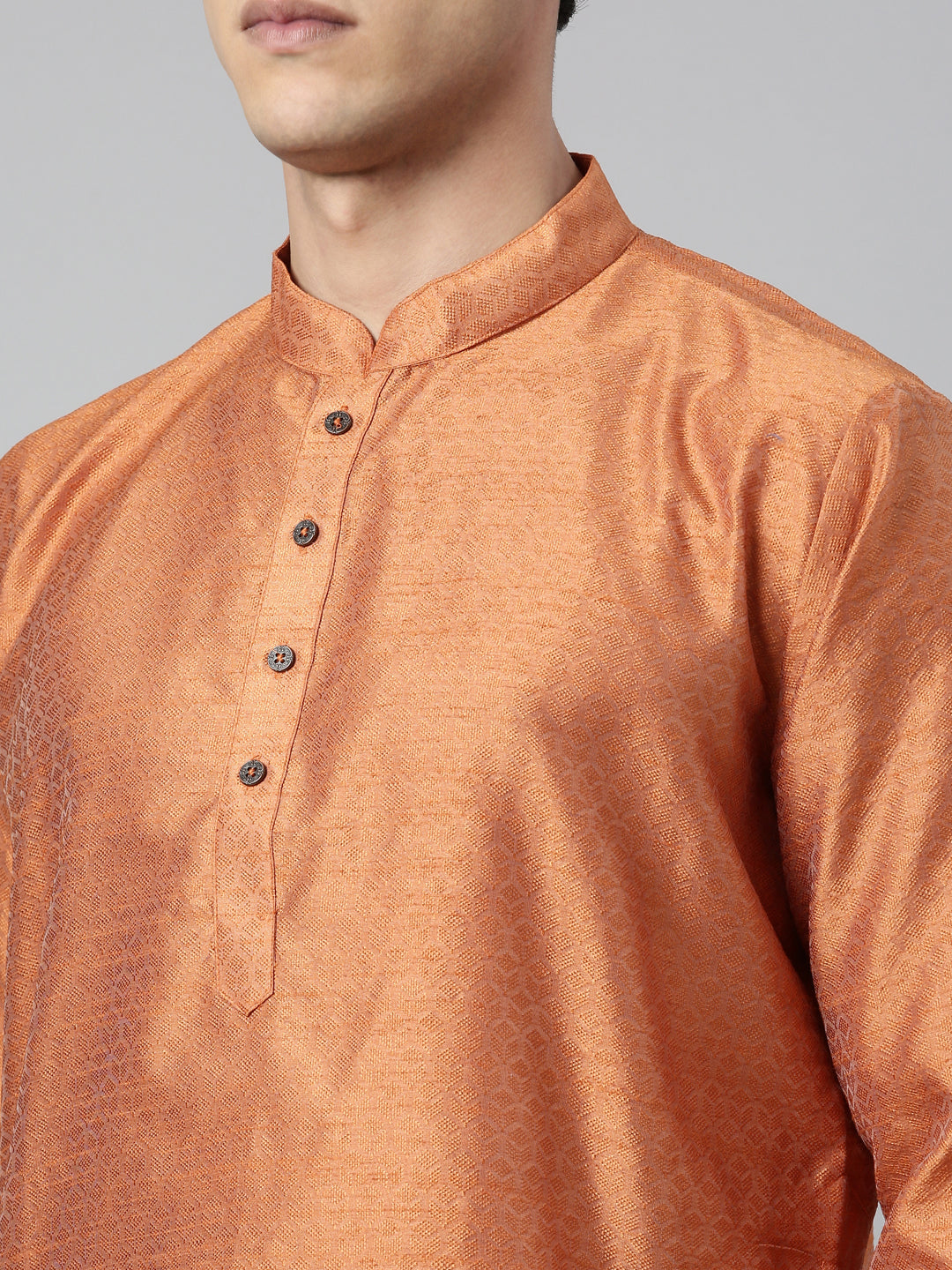 Buy Tattva Rust Short Kurta with Madarin Collar - Quality Product - Tattva.Life