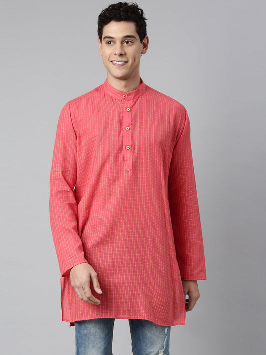 Buy Tattva Fuchsia Short Kurta with Pattern with Madarin Collar - Tattva.Life