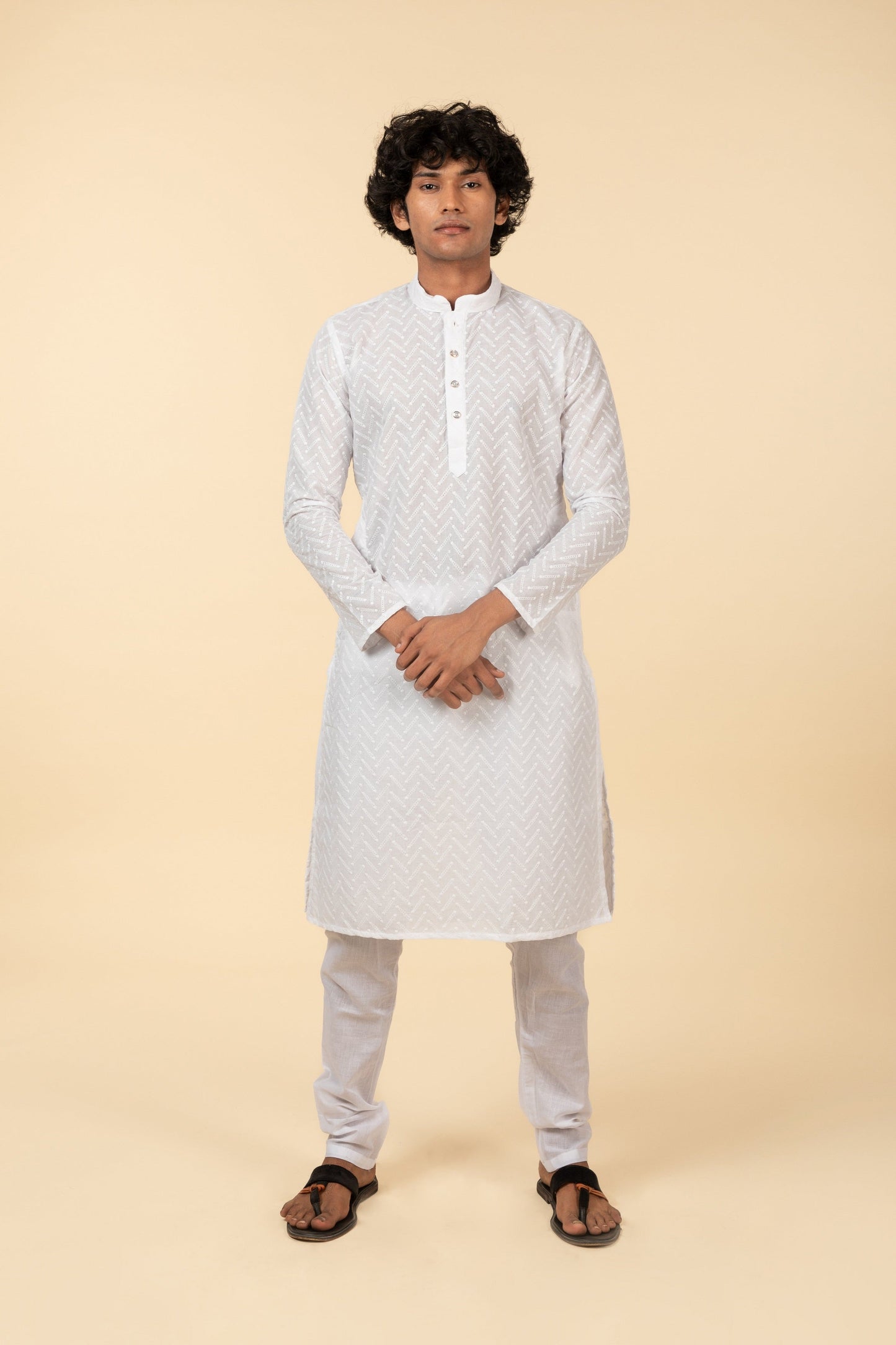Buy White Chikankari Kurta - Tattva.Life
