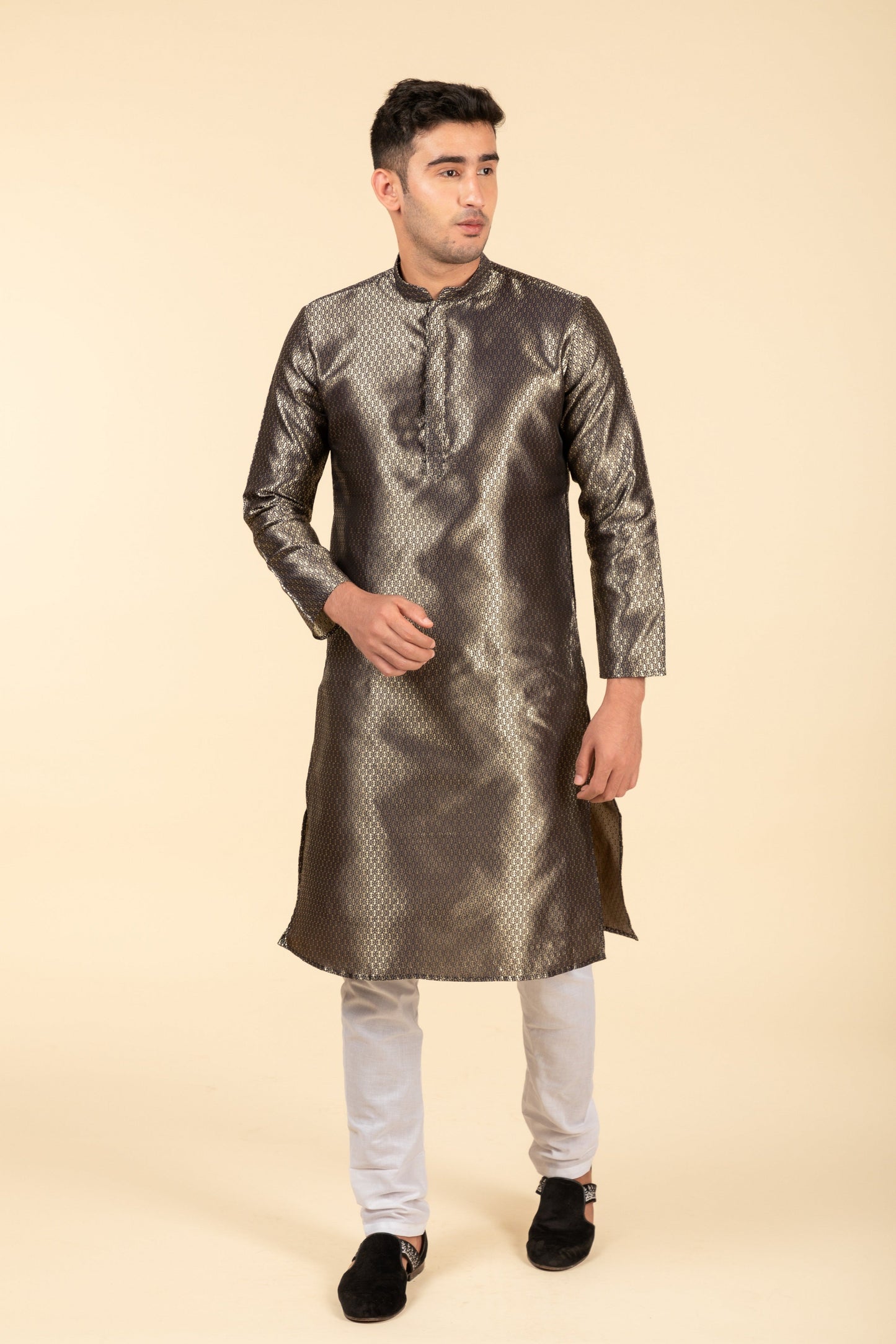 Buy Black Flower Pattern Kurta - Tattva.Life