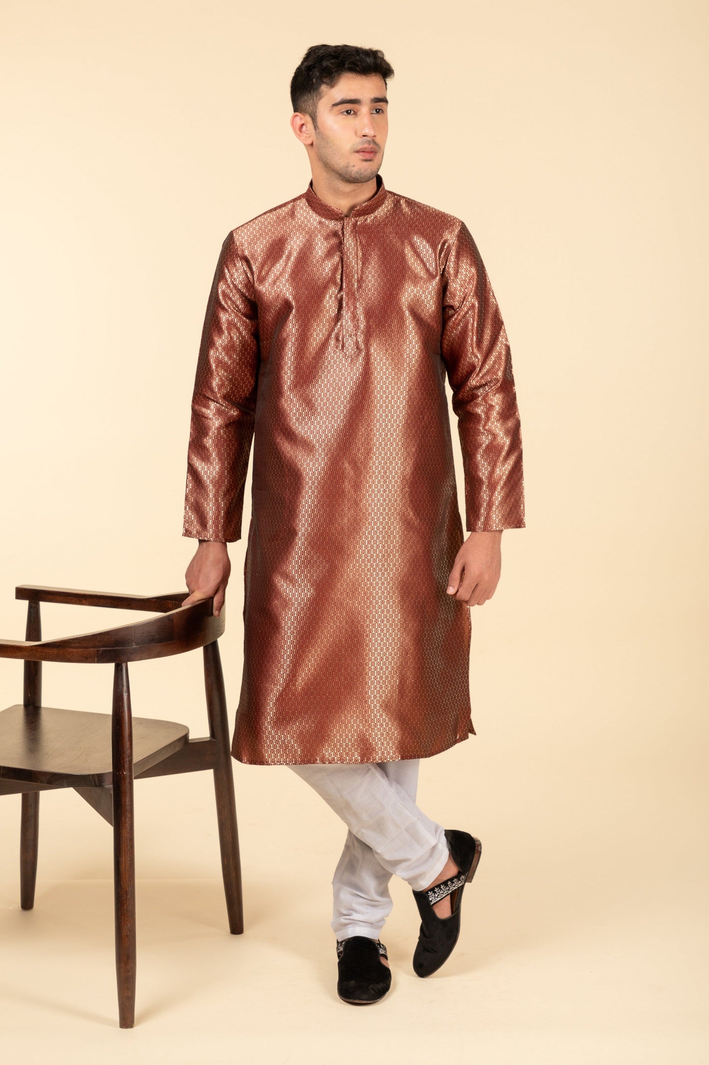 Buy Maroon Flower Pattern Kurta - Tattva.Life