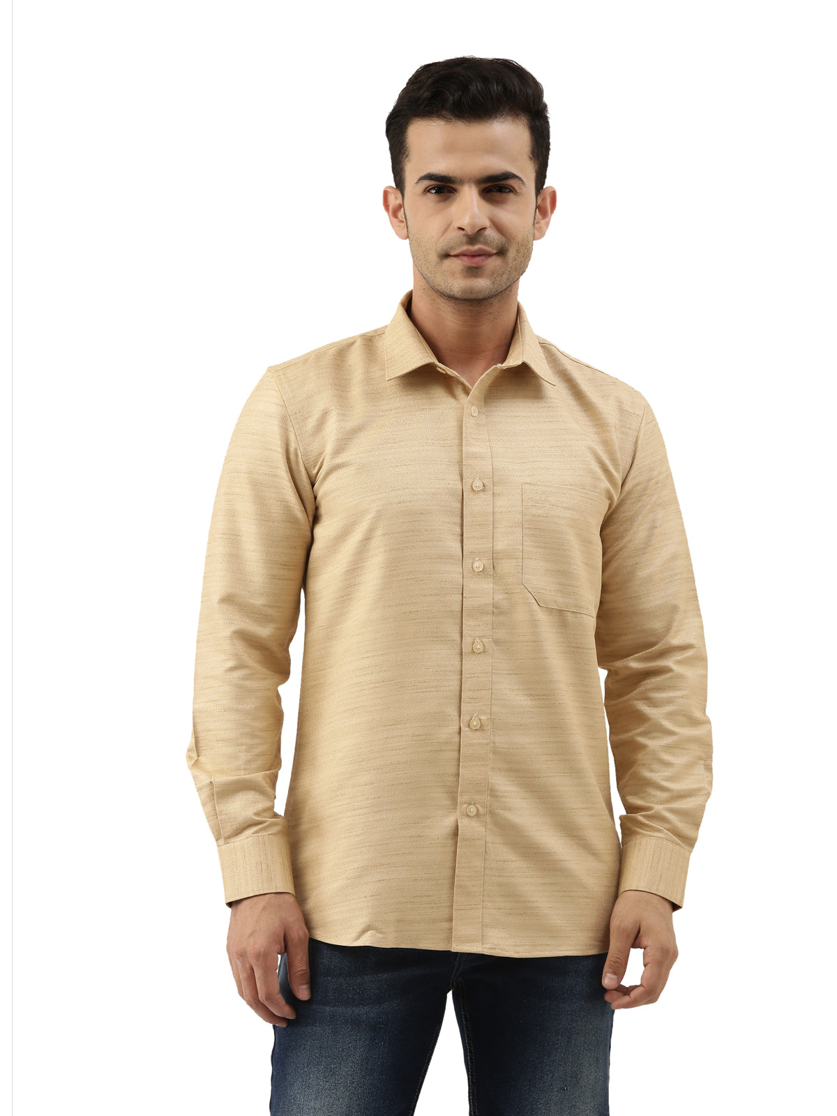 Buy Light Brown Cotton Slim Fit Solid Party Shirt - Tattva.Life