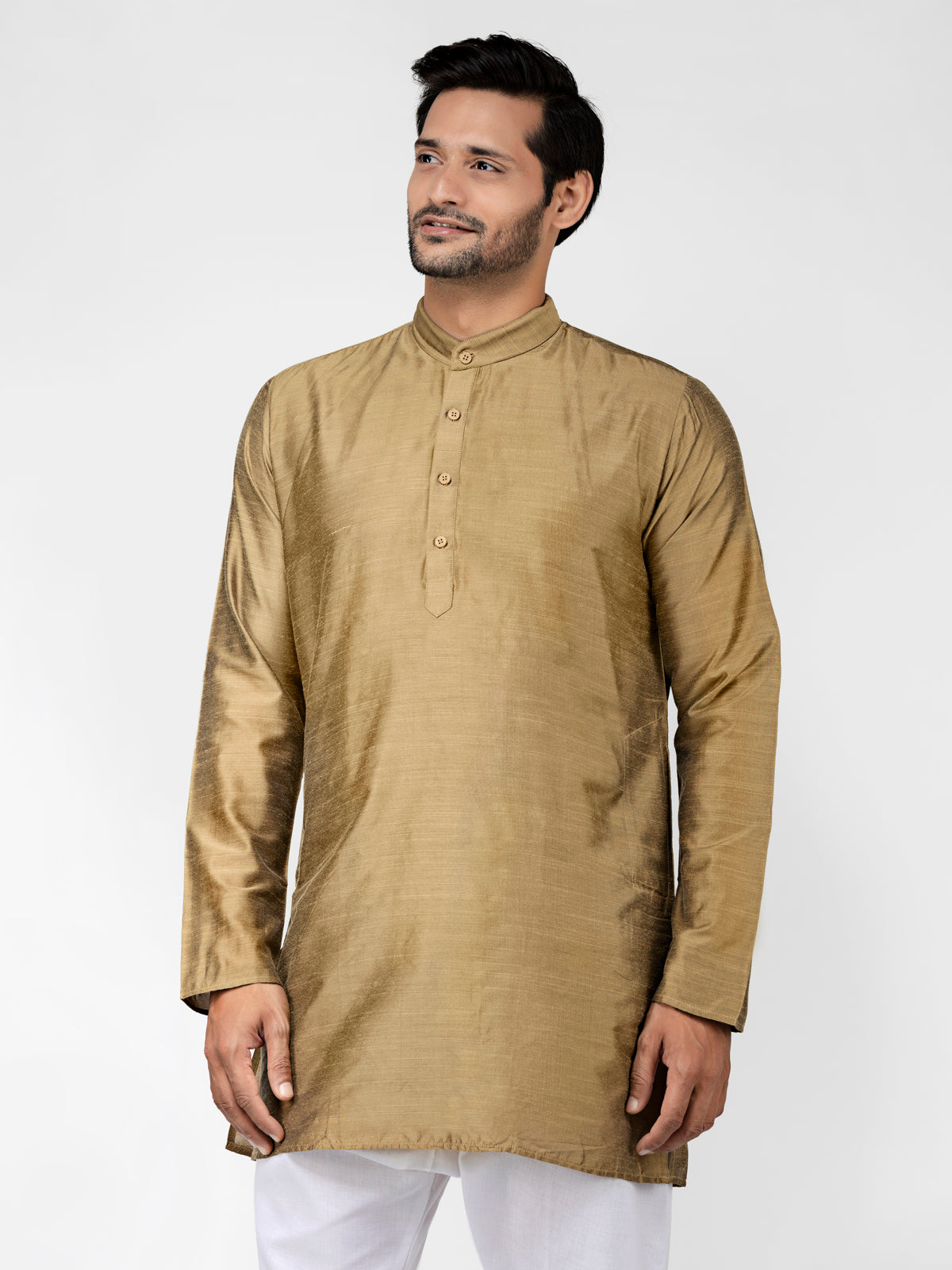 Buy Gold Cotton Short Straight Kurta - Tattva.Life