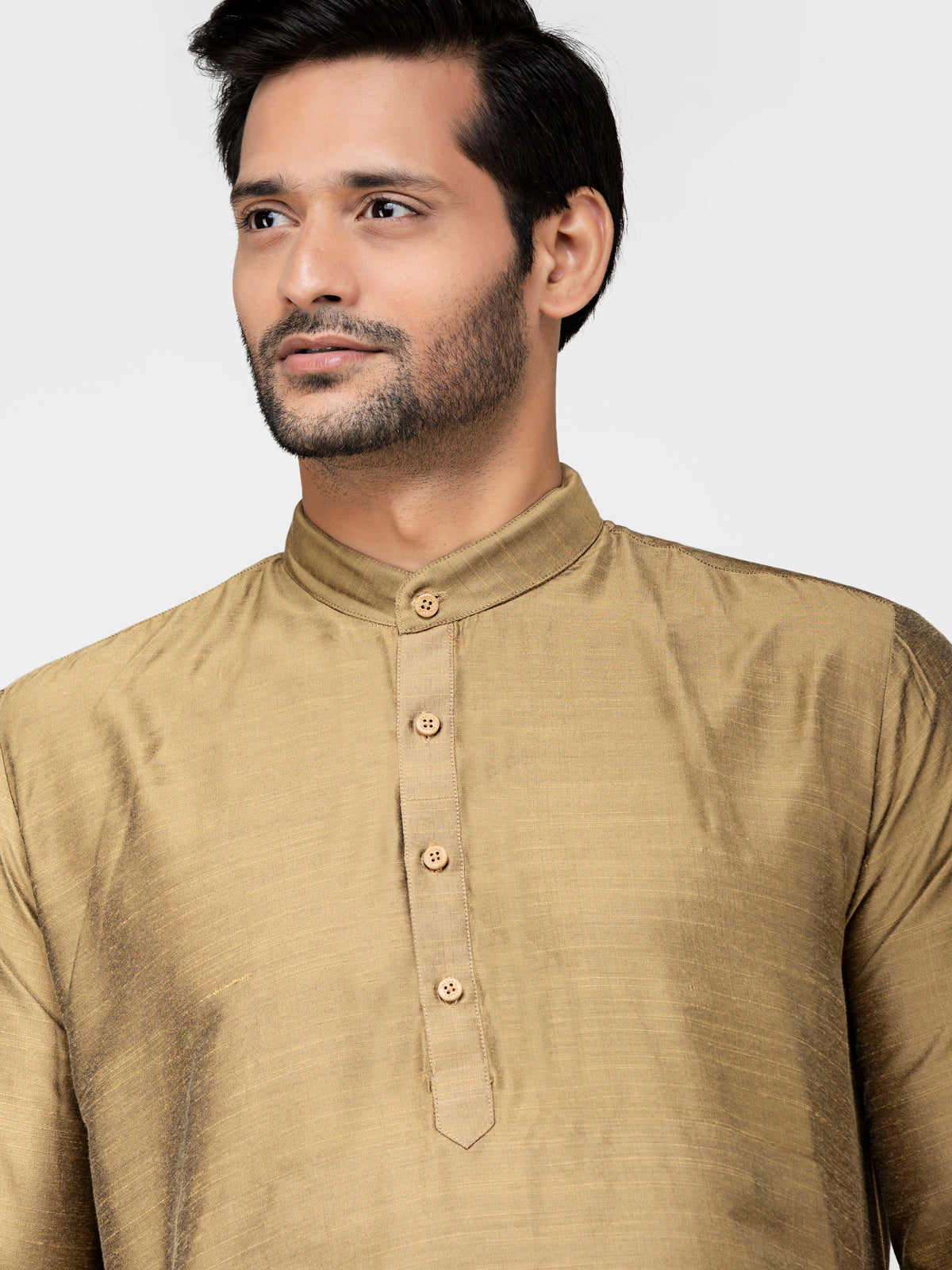 Gold Cotton Short Straight Kurta