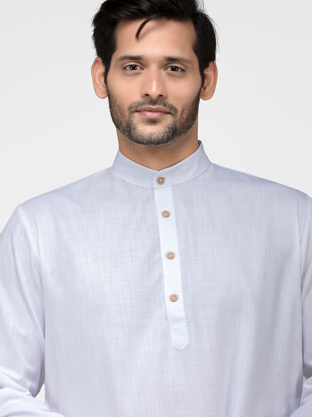 White Cotton Solid Straight Long Kurta