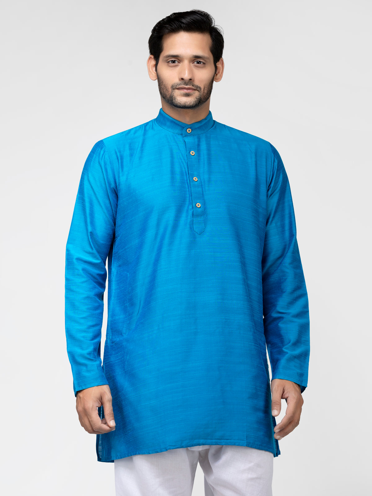 Buy Light Blue Cotton Short Kurta - Tattva.Life