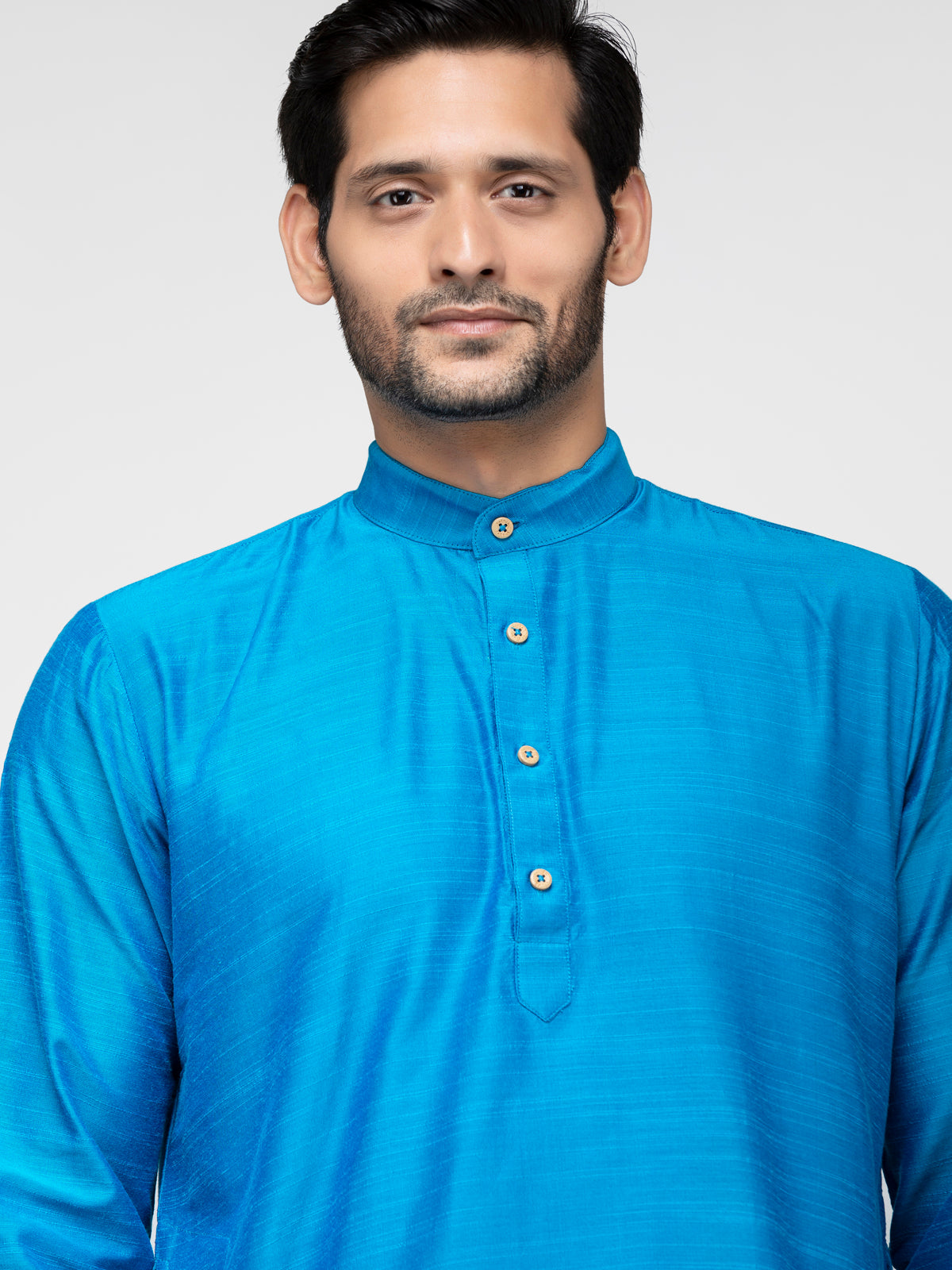 Light Blue Cotton Short Kurta