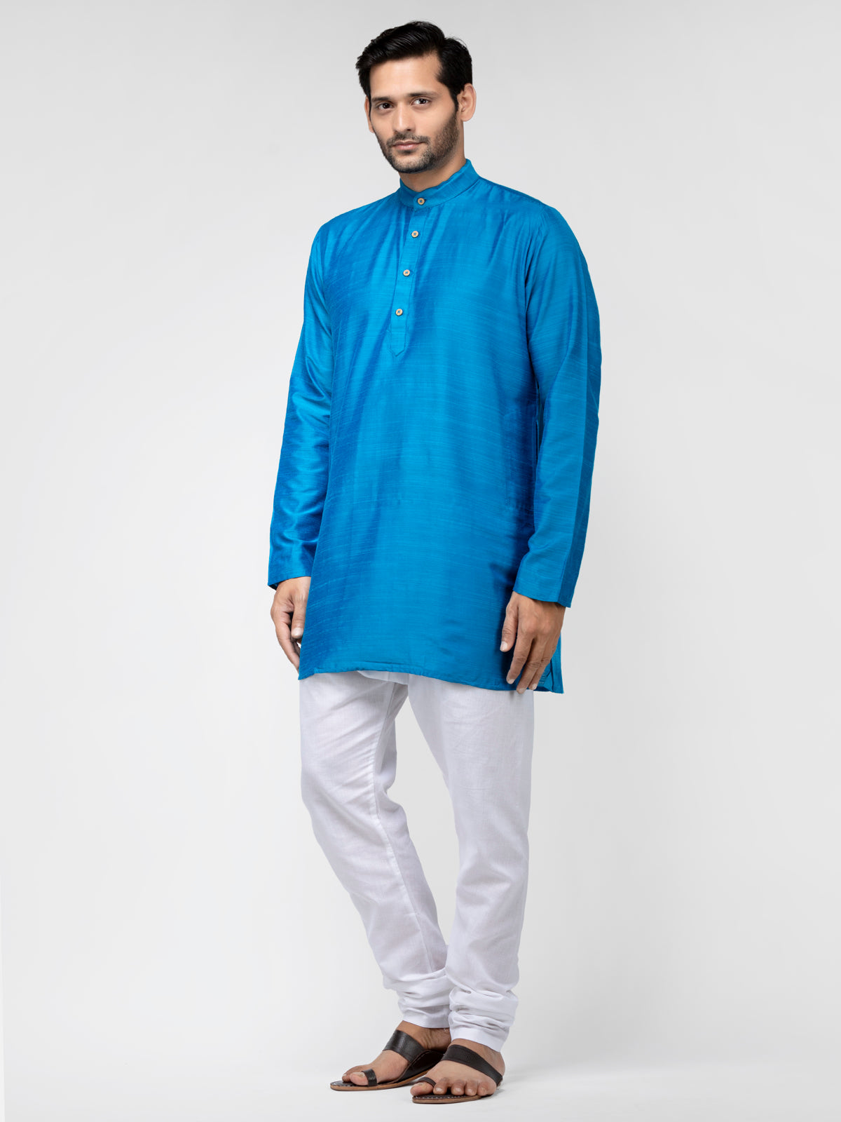 Light Blue Cotton Short Kurta