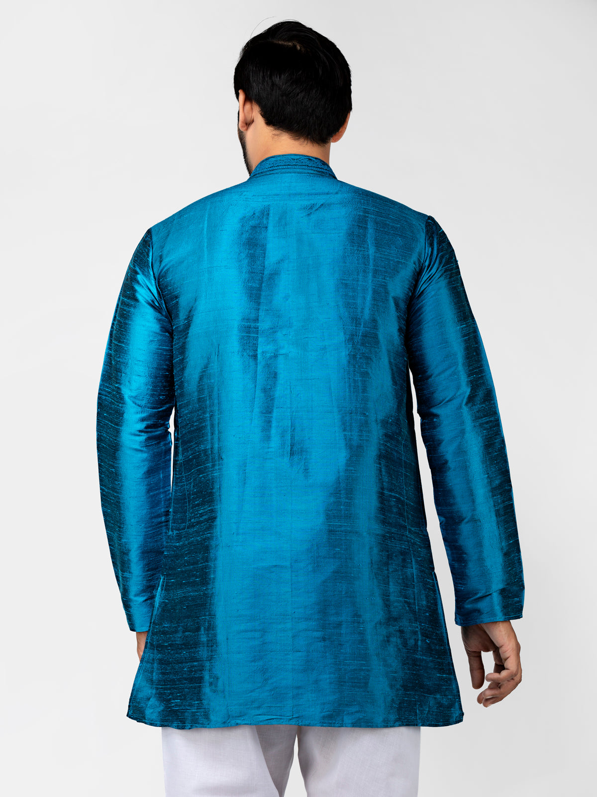 Blue Pure Raw Silk Kurta With Pyjamas
